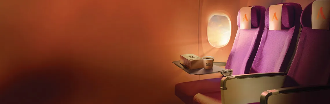 Pair up your favourites by selecting your preferred seat and meal combo with our Seat & Meal Deal every time you fly with Akasa Air.